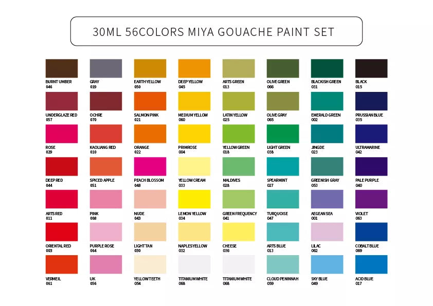 Set De Pinturas Himi Miya Gouache Acrílicas 56 Colores